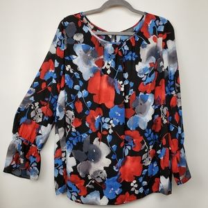 Watercolor Floral Peasant blouse top The Limited